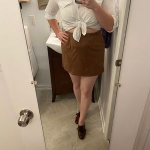 Brown faux suede mini skirt